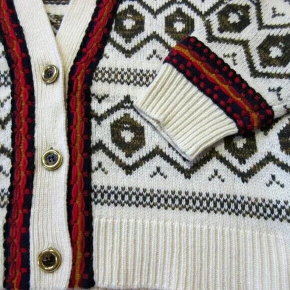 NWT J.Crew Diamond Fair Isle Lambswool Blend Boxy Cardigan Sweater XS - Picture 6 of 7